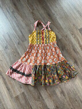 Matilda Jane Austin Rivers Knot Dress Size 10 Tiered Sleeveless Chicken Fall